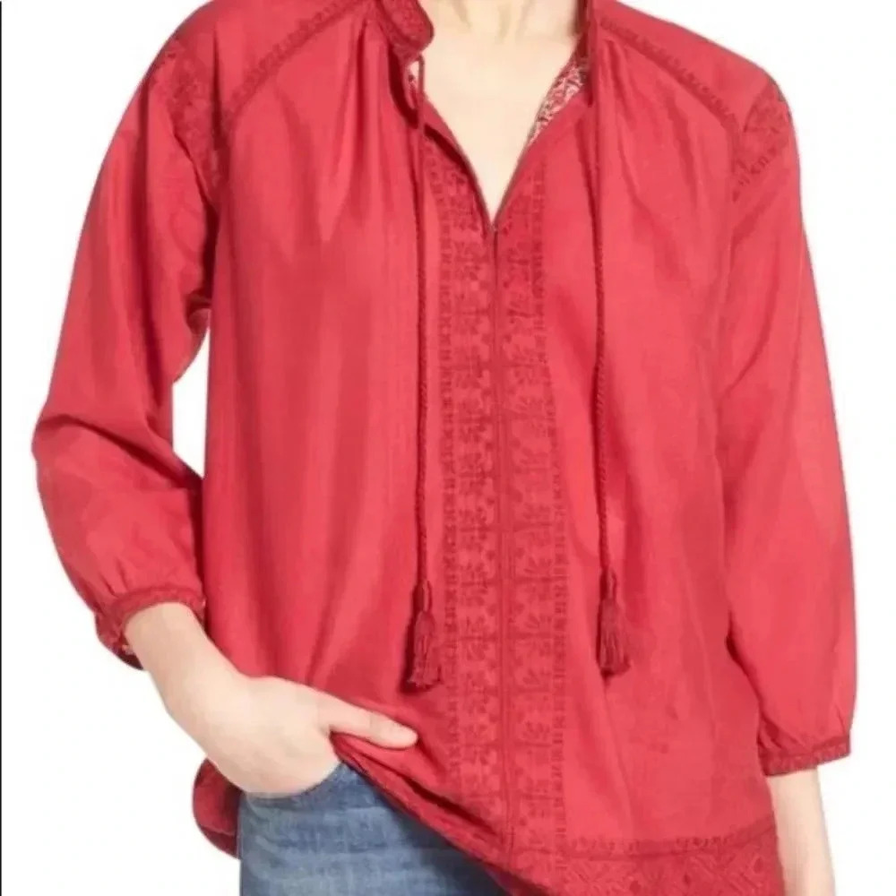 Madewell Camellia Embroidered Tunic Top